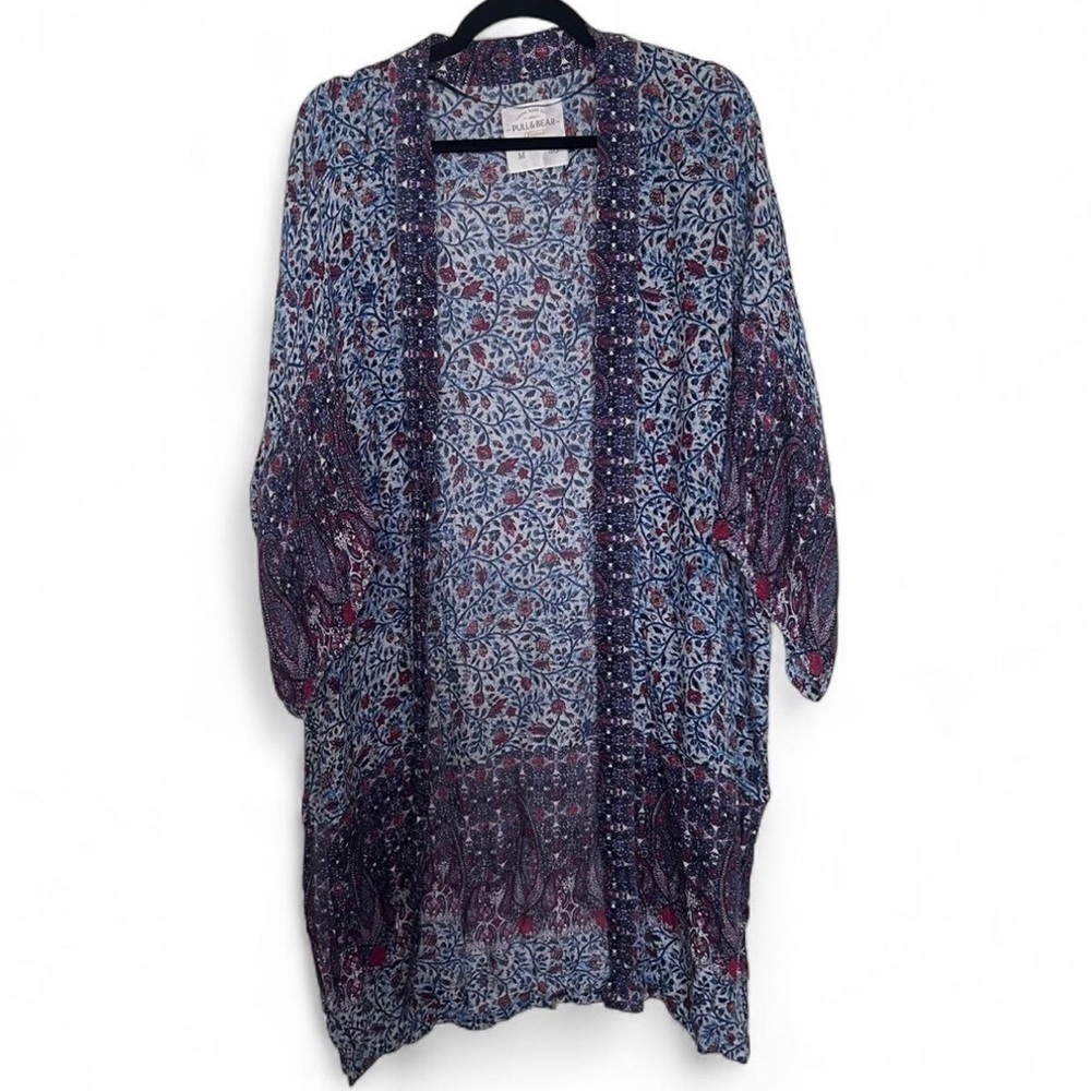 Pull&Bear Floral Kimono Cardigan Medium Boho Festival Layering Piece